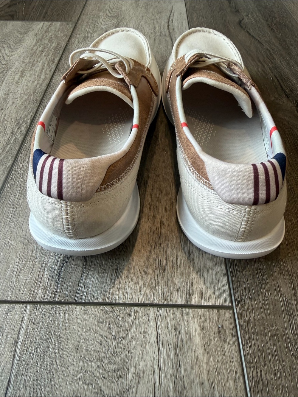 Skechers- Go Flex Radiant White and Brown Canvas Suede Boat Shoes - Picture 5 of 9